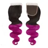 バージンブラジルの1bpurple human hair Weave bundles with closure purple onbre Human Hair3バンドルレース閉鎖42605716