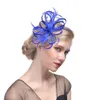 Brudhattar fjädrar linne blommor hårtillbehör Beading Girls Party Hårdekoration Chapeau Mariage Femme7928714