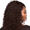 Court crépus bouclés cheveux humains avant de lacet perruque partie latérale brésilienne pleine lacets perruques pour les femmes noires bébé cheveux 130% densité diva1