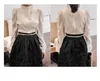 Spring Koreaanse mode vrouwen staan kraag met lange mouwen puff mouw borduurwerk kanten patchwork chiffon ol blouse shirt