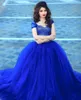 Robe de bal en tulle bleu royal à plusieurs niveaux robes de Quinceanera chérie tribunal train Sweet 16 robes robes de bal robes de Quinceanera formelles