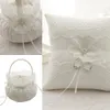 Lace Ring Bearer Pillow Ring Pillows & Flower Baskets Sets Wedding Ceremony Pearls cake pillow Flower bride ring box 279O