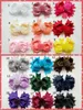 20 stks Boutique Girl 4.5 "Stof en nertsen Haarbogen Clips Pompon Headwear Pompoms Haaraccessoires Haarspelden GR107