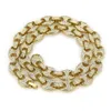 Hip Hop 12 mm oro plata Color plateado Iced Out Puff Marine Anchpr cadena enlace Bling collar para hombres