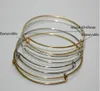 10 stks / partij Mode Uitbreidbare Wire Bangle Armband Verstelbare Goud Zilver Tone Charms DIY voor Dames Mannen Sieraden