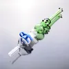 Kits en verre Pipe de tuyau bleu vert 14 mm Joint 6 "Bubbler Fumer Pipe Fumer Bong avec des clips en plastique