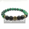 CZ0027 Offre spéciale 2018 Bracelet à breloques en perles de Zircon Bracelet en œil de tigre vert naturel Bracelet pour hommes d'énergie livraison gratuite en gros