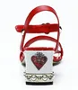 2018 Luksusowe Retro Gladiator Sandały Kobieta Otwarte Toe Red Heart Pearl Metal Buckle High Heel Buty Kobieta Moda Buty Ślubne