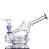 Glass Bongs Bubbler Hookah Dab Rig Small Water Pipe Purple Microscope 5.5" Tall Mini Recycler Oil Rigs with Bowl Perc 14 mm Joint