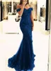 Mavi Kapalı Omuz Denizkızı Uzun Akşam Giyim Tül Aplikes Boncuklu Özel Yapım resmi ünlü elbiseler balo Partisi Elbiseleri