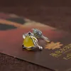 925 Pierścień srebrnego srebrnego lisa Naturalny żółty zielony biały kamień 100% prawdziwy s925 tajski srebrny pierścienie dla kobiet biżuteria Regulowana rozmiar D210A