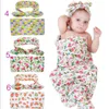 15 styles Kids Muslin Swaddles Ins Wraps Blankets Nursery Bedding Newborn Organic Cotton Ins Floral Print Swaddle + Headband two piece sets