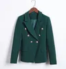 Nouveau Style Top Qualité Conception Originale Femmes Classique Blazer À Double Boutonnage Invisible Vert Slim Veste Boucles En Métal Blazer Manteau Outwear