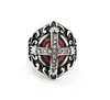 Hiphop 316L Stainless Steel Rings Men High Quality Red Stone Rhinstone Ring Cool Punk Ring Jewelry Gothic Vintage Cross Ring