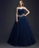 Dark Navy abito di sfera Abiti da sera Prom Dresses Sweetheart lungo Bantage Indietro promenade di sfera