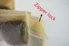 100 sztuk / partia 12x20cm Stand Up Travel Brown Papier Kraft Ziplock Torba, Przechowywanie Żywności Craft Papier Zipper Resealable Doypack Front Lucecy
