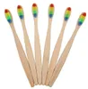 good quality Wood Rainbow Toothbrush Bamboo Environmentally ToothBrush Bamboo Fibre Wooden Handle Tooth brush Whitening Rainbow 5 colors