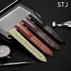 STJ Calfskin Leather Watchband Size in 16mm 18mm 19mm 20mm 21mm 22mm Watch Band med Butterfly Buckle for Watch Strap2431