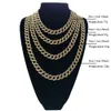 Collana cubana con diamanti pieni 18 pollici 20 pollici 24 pollici 30 pollici Collana di gioielli Bling per uomo Iced Out Miami Curb Cuban Link Chain