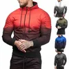 2018 New Autumn Men Tracksuit Sport Set 3Dプリントストライプシャツ長袖フィットネスパンツランニングスーツプラスサイズのジャケットズボン