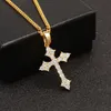 Hip Hop Iced Out Cross Hanger Ketting Goud Zilver Kleur Geplateerde Micro verharde Zirkoon Gouden ketting voor vrouwen