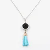 5 Styles Natural Black Lava Stone Necklace Silver Color Aromatherapy Essential Oil Diffuser Necklace For Women Jewelry