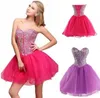 Custom Made Sweetheart Cocktail Klänningar Shinning Crystal Organza Short Party Dress Lace-Up Back Match Cowboy Boots