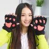 Kawaii Cute Women Winter y Bear/Cat Plush Paw/Claw Glove - Новинка, мягкие махровые женские полупокрытые перчатки, подарок на Рождество Y181022101667527