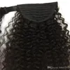 160g Afro Kinky Curly Human Włosy Ponytail Dla Czarnych Kobiet Brazylijski Dziewiczy Włosy Sznurek Ponytail Rozszerzenia włosów 10-24 cal Black Brown