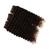 Peruano Marrom Escuro Cabelo Humano Weave Bundles com Fechamento Tramas da Onda Profunda com Fecho # 4 Chocolate Brown Lace Encerramento 4x4 com Tece