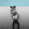 Frankreich Beliebte 925 Sterling Silber Handschellen Armband für Frauen mit schwarzem Seil 925 Silber Armband Menotts Nur Stempel