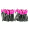 Partihandel 100st / Lot Engångs disponibel sminkborste Rosa Syntetisk Fiber Ögonfransborste Mascara Applicator Wand Brush Drop Shipping