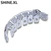 Placcato oro 18K denti del vampiro Grillz ghiacciato fuori il micro pavimenta cubico zircone 8 Tooth Hip Hop Grill Body Jewelry inferiore