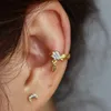 new arrived leaf lower ear cuff gold silver paved clear cz no piercing women whole cute leaves cuff earring2903