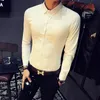 Moda Tasarımcısı Erkekler Gömlek Rahat 2018 Bahar Smokin Gömlek Erkek Nefes Elastik Slim Fit Uzun Kollu Gece Kulübü Elbise Gömlek