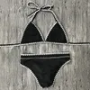 Nya Sexiga Bikinis Virka Kvinnor Badkläder Push Up Baddräkt Halter Top Biquini Padded Baddräkt Bandage Brazilian Bikini Set