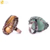 CSJA antieke koperen ringen voor vrouwen vintage vinger sieraden ei vorm natuursteen kraal draad gewikkeld boom van leven verstelbare partij ring F391