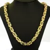 70 cm, 55 cm fresco acero inoxidable hombres oro tono bizantino collar cadena N295