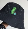 Fashion Bad Cat Kitty Alien Pee Earth Spoof Joking Cartoon Black Bucket Hat Dubbelsidig Antiviolet Creative Women Sun Cap