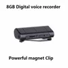 HD 8 GB Digitaler Diktiergerät mit leistungsstarkem Magnetclip, tragbarer digitaler Audio-Voice-Recorder, Mini-Diktiergerät, Stift, unterstützt TF-Karte