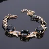 Black Stones White Cz Gold Plated Wedding Smyckesuppsättningar för kvinnorörhängen Pendant Necklace Ring Armband47654847913576