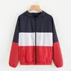 Sweatyrocks Cut and Sea Hoodie Windbreaker Jacket 2018 Nieuwe Mode Lente Colorblock Rits Vrouw Top Multicolor Pocket Jacket