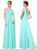 qatar 2024 Prom Bridesmaid Dresses Blue White Long High Quality Chiffon One Shoulder Halter Evening Party Dresses HY152