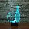 Tabela Moda Lamp Bowling Bola 7 Alterar cor 3D Luz acrílico colorido Desk Lamp Personalizar Lamp