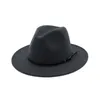 Britse Stijl Dame Jazz Hoed Mannen Vrouwen Fedora Panama Vilten Hoed Riem Gesp Decor Brede Rand Party Formele Hoed grote Size296I