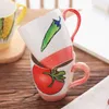 Hand geschilderd groentemotief keramische koffiemokken creatief Japans 11oz melkwater mug theekop voor thuisboorschoolrestaurant