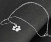 60st / Lot Mode Enkel Valpfot Skriv ut Animal Paw Print Pendant Dog Lover Pet Rescue Necklace