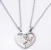 Grave hart kristal hanger ketting brief matching cz paar liefhebbers kettingen dames mannen ketting elegante liefde sieraden 2 pc's/set