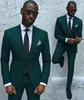 Dark Green Wedding Tuxedos Slim Fit Men's Business Suit Kurtka + Spodnie Męskie Garnitury Dwa Guziki Garnitury Ślubne Groomsmen Tuxedos