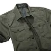 Jeep Solid Color Bawełniane Koszule Koszulki Z Krótkim Rękawem Turn-Down Collar Armia Green Khaki Men Tops Casual Male Camisas Koszula XXXL